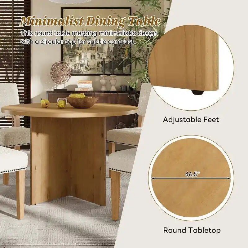 Ensemble de salle à manger rond 5 pièces, ensemble de table de cuisine sur pied avec 4 chaises de salle à manger rembourrées pour studio, appartement, petits espaces