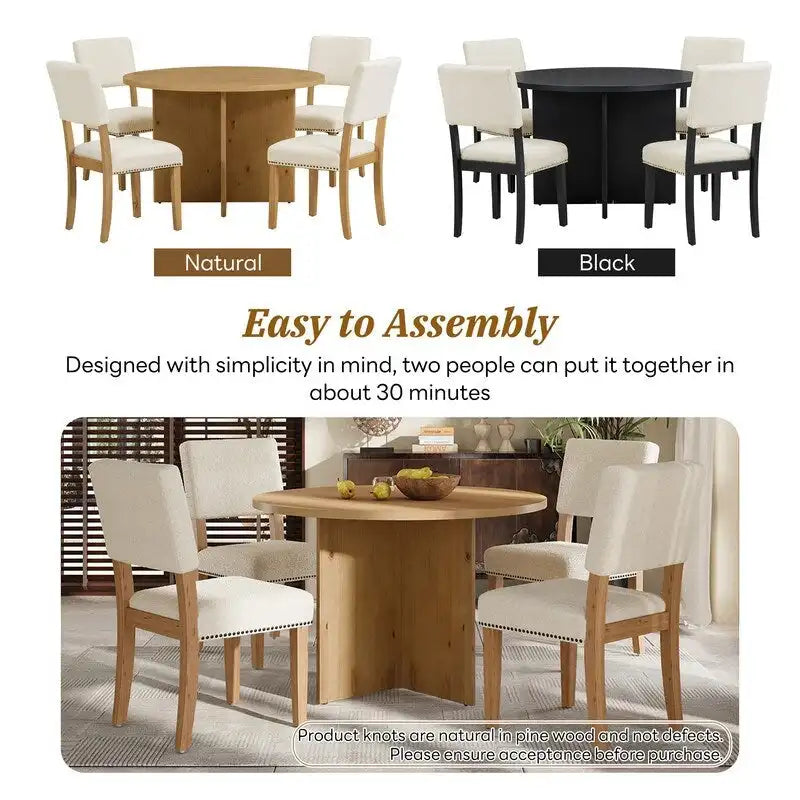 Ensemble de salle à manger rond 5 pièces, ensemble de table de cuisine sur pied avec 4 chaises de salle à manger rembourrées pour studio, appartement, petits espaces