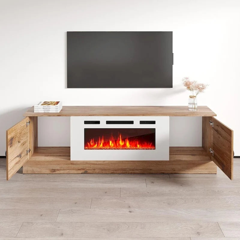 Meuble TV avec cheminée