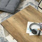 Table basse de style rustique avec rangement et tiroir