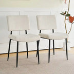 Chaise de salle à manger moderne et simple en velours, revêtement en tissu, pieds en métal noir