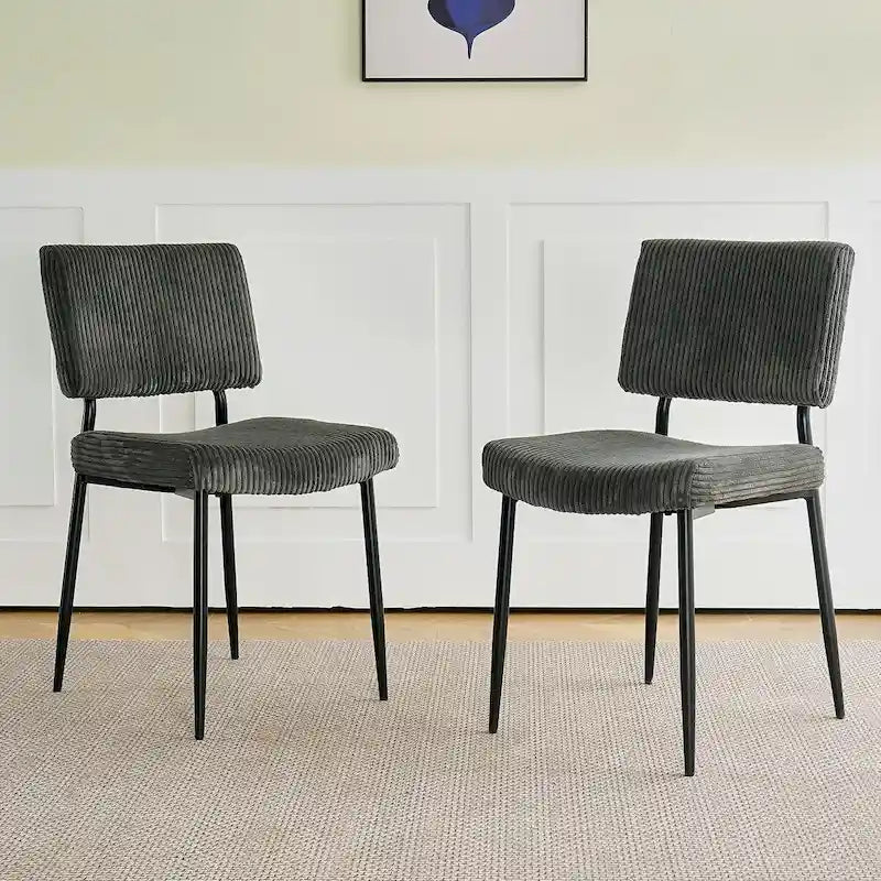 Chaise de salle à manger moderne et simple en velours, revêtement en tissu, pieds en métal noir