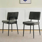 Chaise de salle à manger moderne et simple en velours, revêtement en tissu, pieds en métal noir