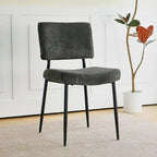 Chaise de salle à manger moderne et simple en velours, revêtement en tissu, pieds en métal noir