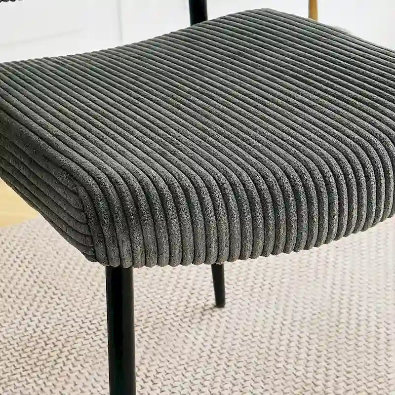 Chaise de salle à manger moderne et simple en velours, revêtement en tissu, pieds en métal noir