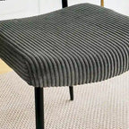 Chaise de salle à manger moderne et simple en velours, revêtement en tissu, pieds en métal noir