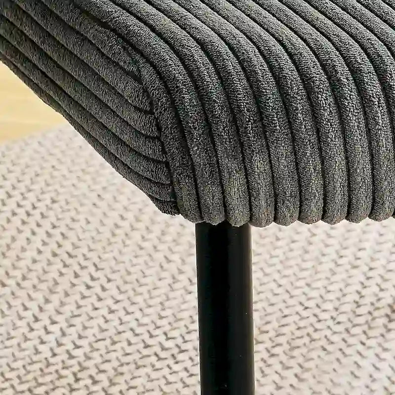 Chaise de salle à manger moderne et simple en velours, revêtement en tissu, pieds en métal noir