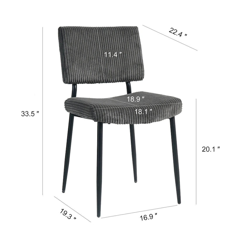 Chaise de salle à manger moderne et simple en velours, revêtement en tissu, pieds en métal noir