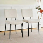Chaise de salle à manger moderne et simple en velours, revêtement en tissu, pieds en métal noir