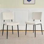 Chaise de salle à manger moderne et simple en velours, revêtement en tissu, pieds en métal noir
