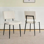 Chaise de salle à manger moderne et simple en velours, revêtement en tissu, pieds en métal noir