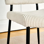 Chaise de salle à manger moderne et simple en velours, revêtement en tissu, pieds en métal noir