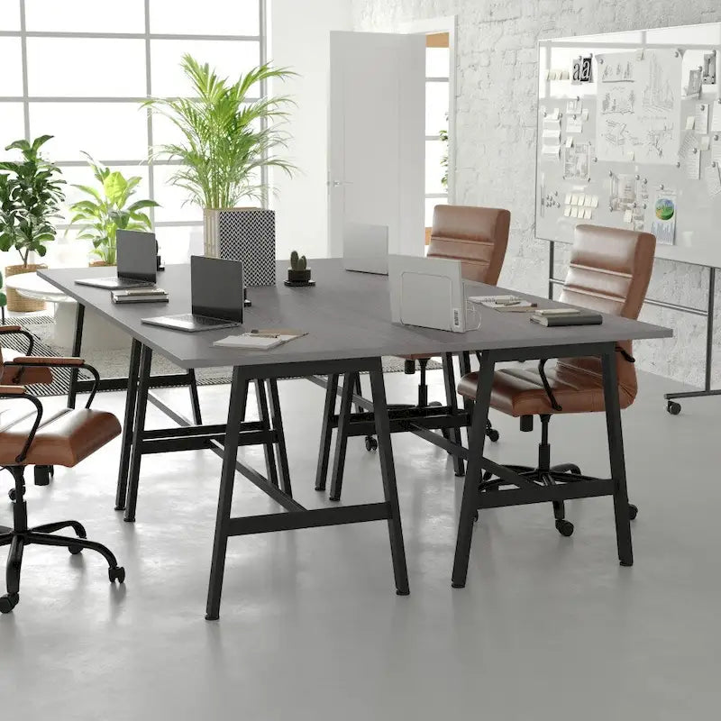 Table de conférence professionnelle avec plateau stratifié et piètement en A