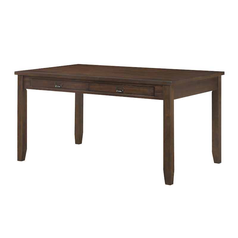 Table à manger de 60 pouces, plateau rectangulaire, 2 tiroirs, bois cerisier marron