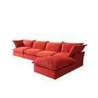 Canapé modulable Cloud, 5 places en plumes et duvet, en velours, avec assise large et profonde, convertible en L.