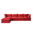Canapé modulable Cloud, 5 places en plumes et duvet, en velours, avec assise large et profonde, convertible en L.