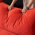 Canapé modulable Cloud, 5 places en plumes et duvet, en velours, avec assise large et profonde, convertible en L.