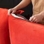 Canapé modulable Cloud, 5 places en plumes et duvet, en velours, avec assise large et profonde, convertible en L.