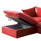 Canapé modulable Cloud, 5 places en plumes et duvet, en velours, avec assise large et profonde, convertible en L.