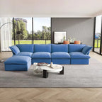 Canapé modulable Cloud, 5 places en plumes et duvet, en velours, avec assise large et profonde, convertible en L.