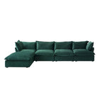 Canapé modulable Cloud, 5 places en plumes et duvet, en velours, avec assise large et profonde, convertible en L.