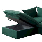 Canapé modulable Cloud, 5 places en plumes et duvet, en velours, avec assise large et profonde, convertible en L.