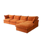 Canapé modulable Cloud, 5 places en plumes et duvet, en velours, avec assise large et profonde, convertible en L.