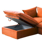 Canapé modulable Cloud, 5 places en plumes et duvet, en velours, avec assise large et profonde, convertible en L.