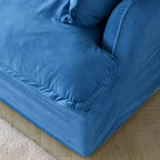 Canapé modulable Cloud, 5 places en plumes et duvet, en velours, avec assise large et profonde, convertible en L.
