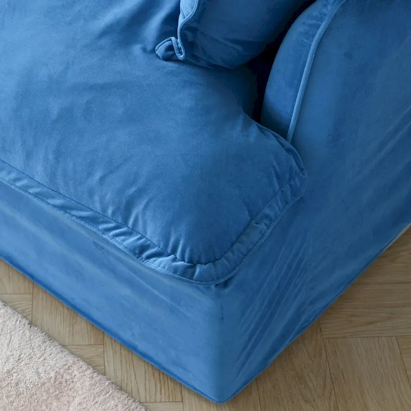 Canapé modulable Cloud, 5 places en plumes et duvet, en velours, avec assise large et profonde, convertible en L.
