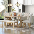 Ensemble de table à manger rectangulaire rétro 6 pièces pour 6 personnes