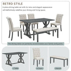 Ensemble de table à manger rectangulaire rétro 6 pièces pour 6 personnes
