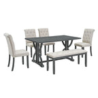 Ensemble de table à manger rectangulaire rétro 6 pièces pour 6 personnes