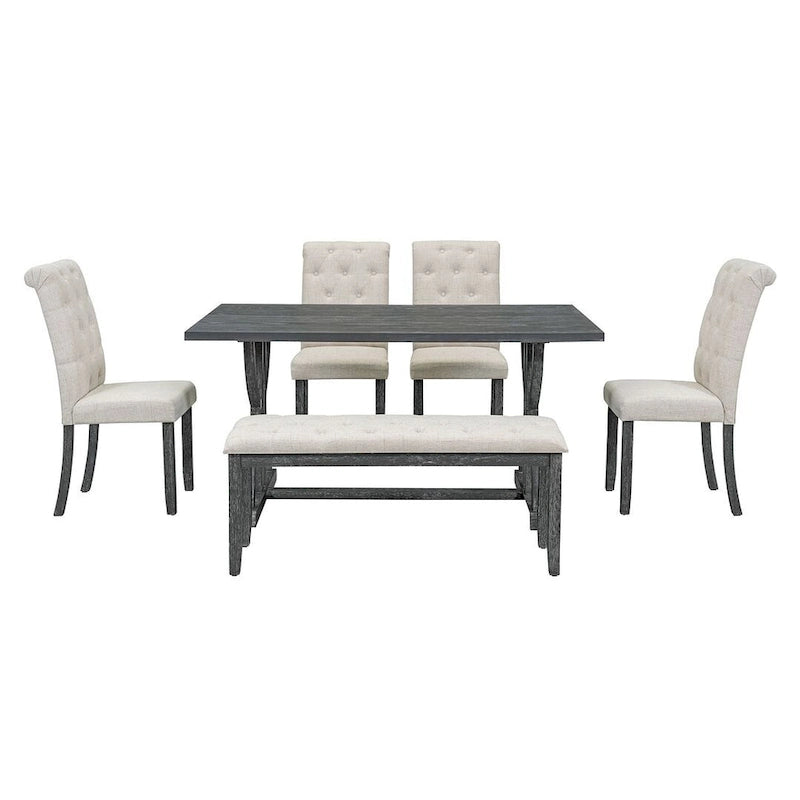 Ensemble de table à manger rectangulaire rétro 6 pièces pour 6 personnes