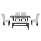 Ensemble de table à manger rectangulaire rétro 6 pièces pour 6 personnes