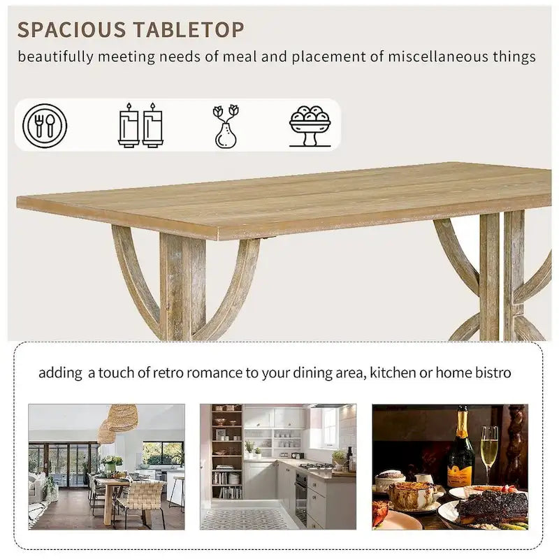 Ensemble de table à manger rectangulaire rétro 6 pièces pour 6 personnes