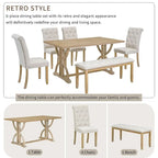 Ensemble de table à manger rectangulaire rétro 6 pièces pour 6 personnes