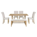 Ensemble de table à manger rectangulaire rétro 6 pièces pour 6 personnes