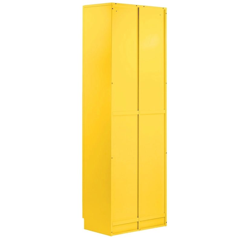 Meuble en métal jaune de 70 pouces avec portes à la française