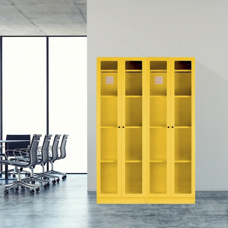 Meuble en métal jaune de 70 pouces avec portes à la française